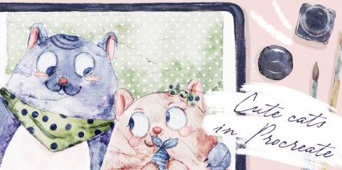 How to Paint Cute Watercolor Cats in Procreate – Digital Illustration + free brushes –  Download Free