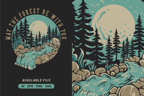 May The Forest Be With You Vector Illustration