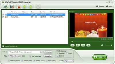 iPixSoft Video to HTML5 Converter  4.0.0