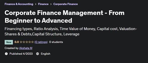 Corporate Finance Management –  From Beginner to Advanced –  Download Free