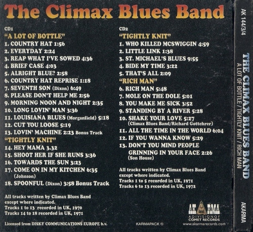 Climax Blues Band - A Lot Of Bottle, Tightly Knit, Rich Man  (2004) [2CD] Lossless