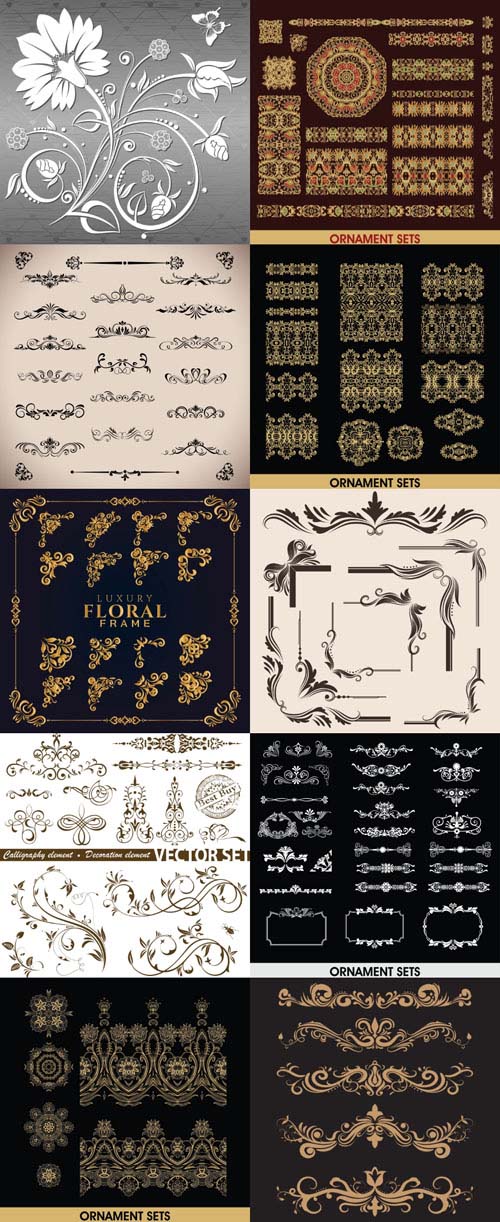 Calligraphic, frame, dividers, line, patterns, borders, curls, scrolls, floral, design elements, ornaments, decorative hand drawn vector set