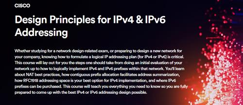 INE – Design Principles for IPv4 & IPv6 Addressing
