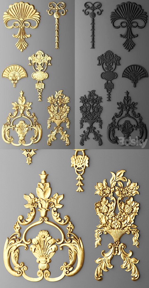 Stucco decor Set - 3d model