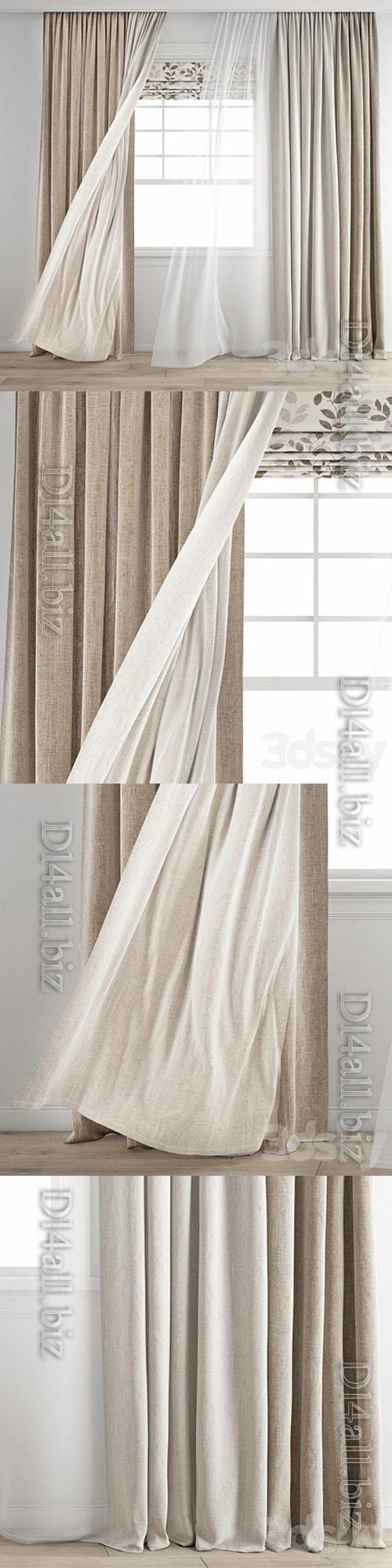 Curtain 345 Wind blowing effect 8 - 3d model