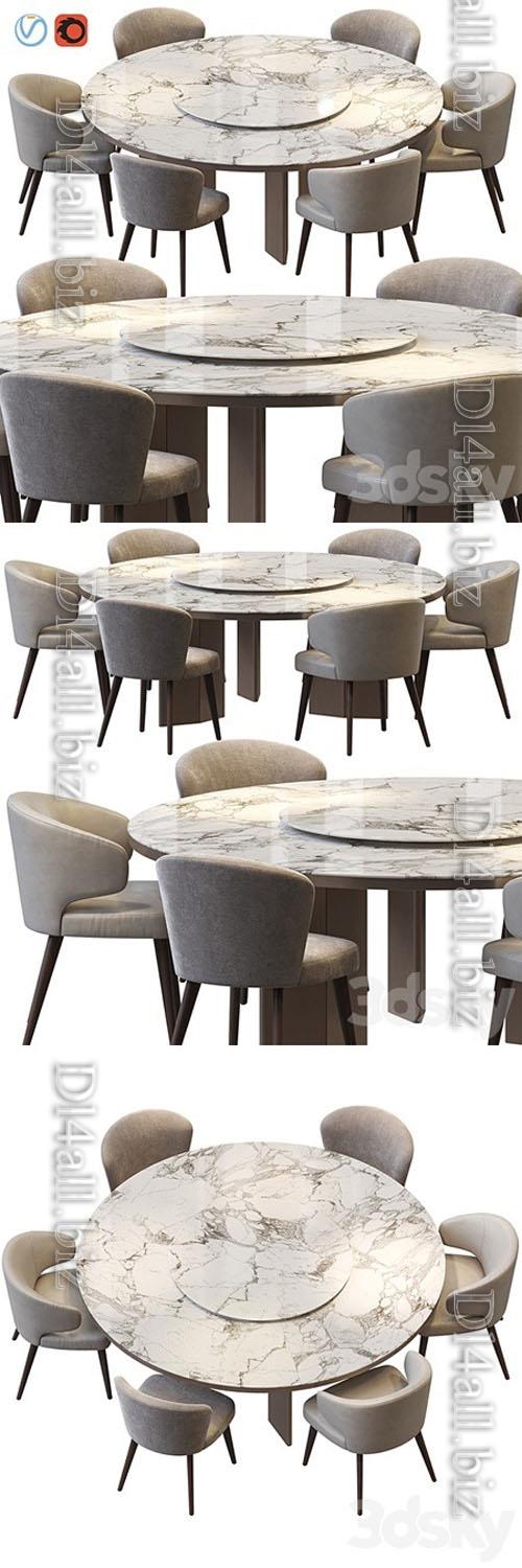 MORGAN MARBLE TABLE AND ASTON DINING CHAIR - 3d model