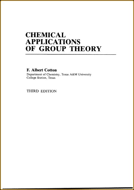 Chemical Applications Of Group Theory, 3Rd Ed 5bb35d590215a63df3b12b91e6f78137