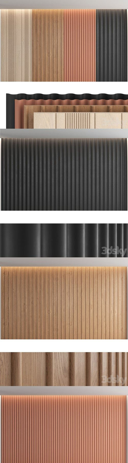 Wood panels set 3 - 3d model