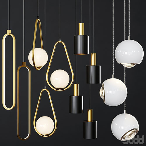 Pendant lights set 054  - 3d model