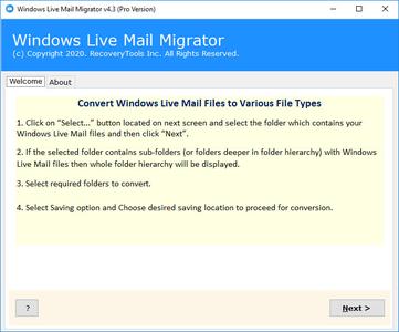 RecoveryTools Windows Live Mail Migrator 5.0