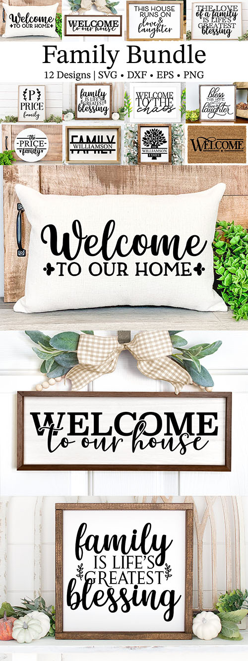 Family Bundle Set of 12 Cut File Designs