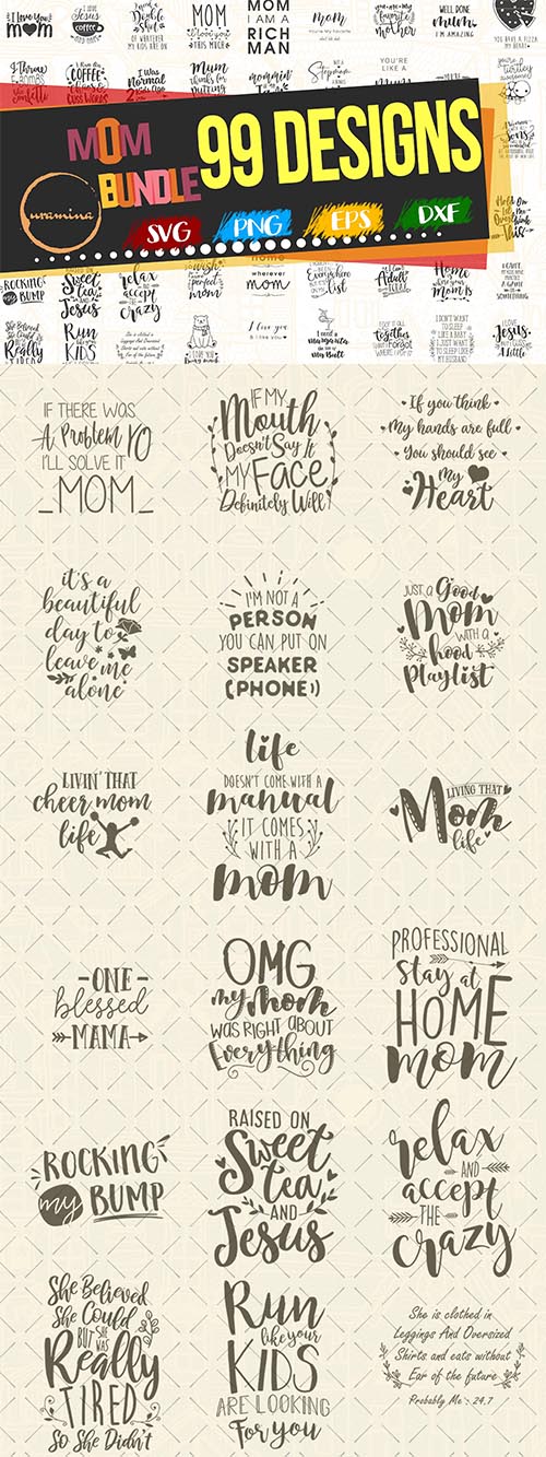 Funny Mom, Mother's Day bundle design elements