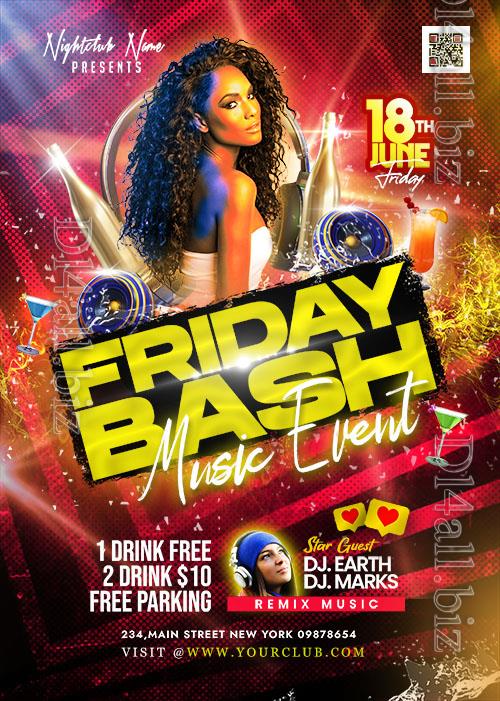 Friday Bash Music Event Flyer PSD