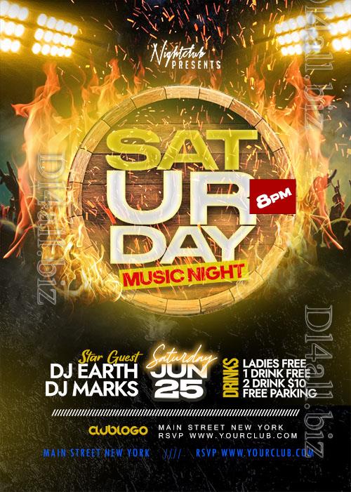 Saturday Music Club Night Party Flyer PSD