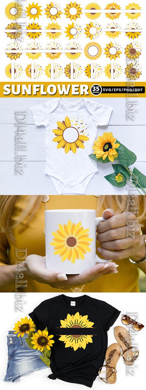 Sunflower Sayings bundle design elements