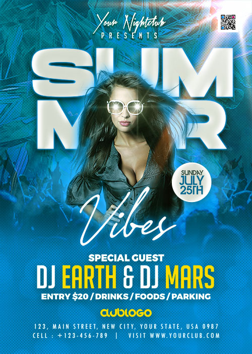 Summer Vibes DJ Party Flyer PSD
