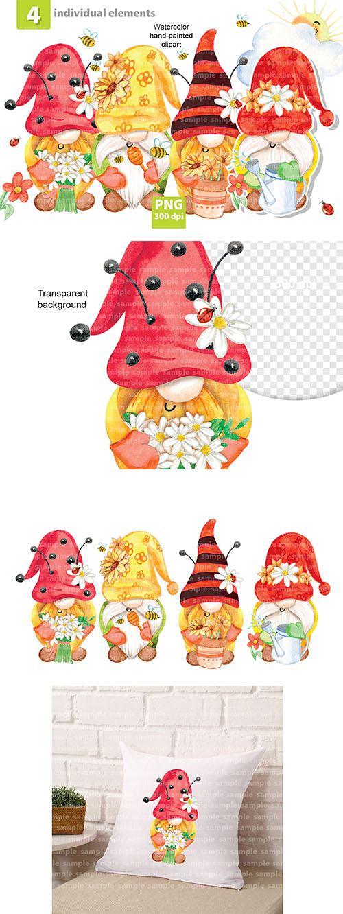 Summer gnome set design elements