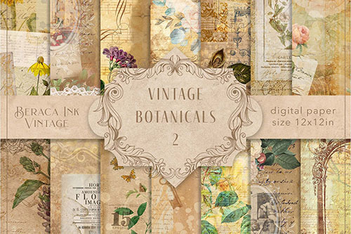 Vintage botanicals paper background