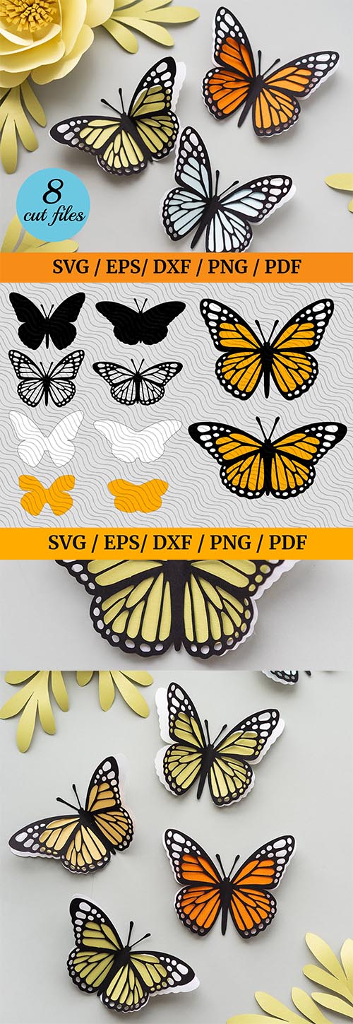 Layered Butterfly Template
