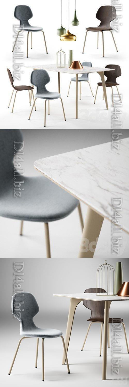 Pode Chiba Chair Hux Table Tonincasa Lamps and Decor - 3d model