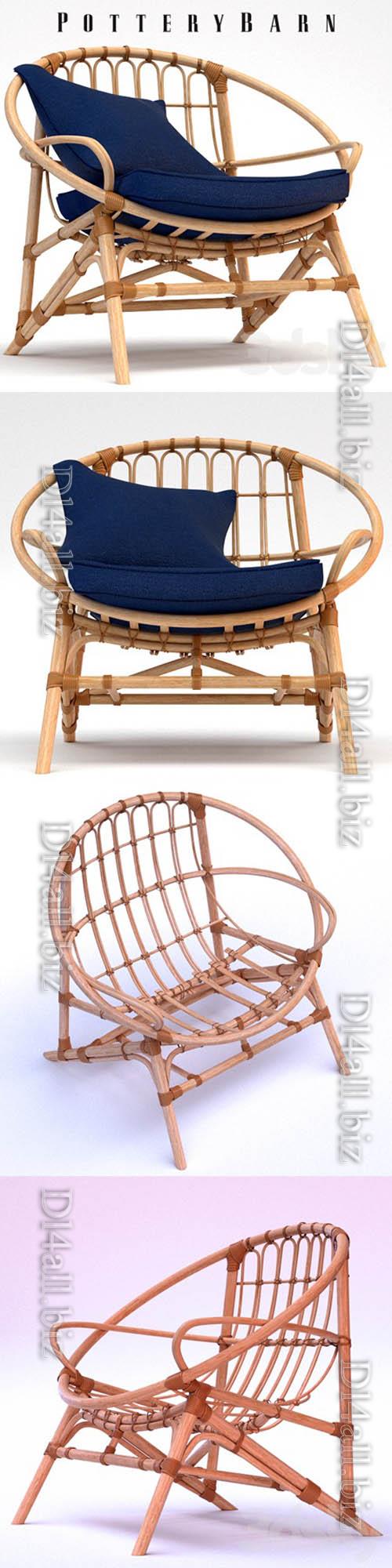 Armchair Pottery Barn Luling Rattan Chair- 3d model