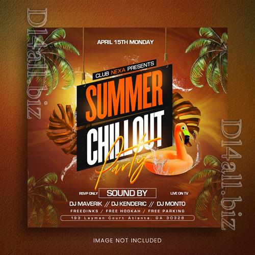 PSD summer chillout tropical party flyer social media template or web banner promotion