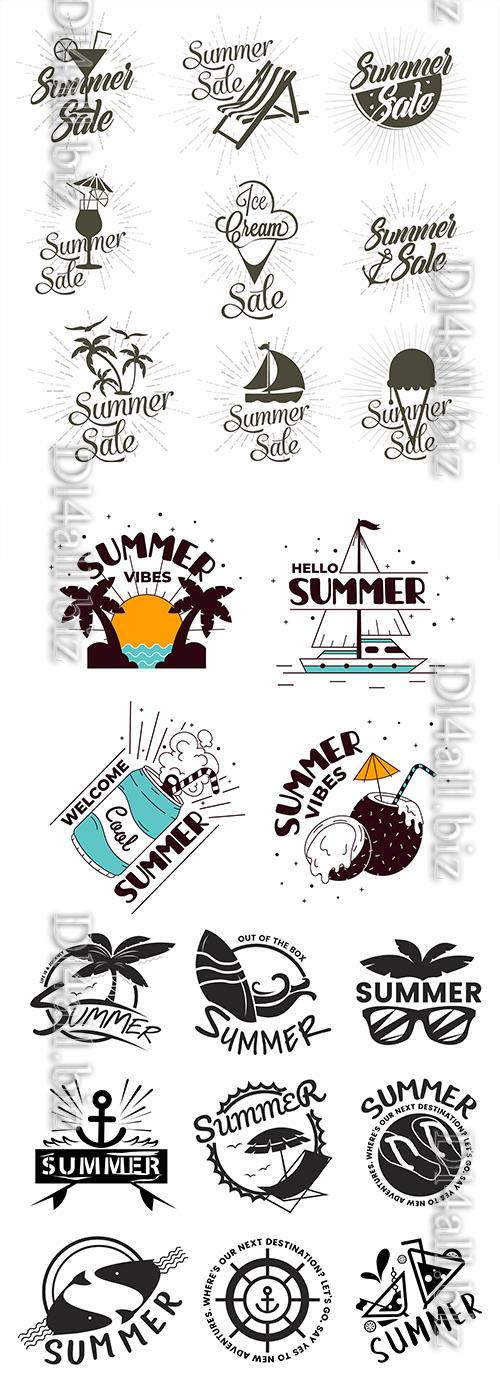 Vector summer and holiday logo, badges,  typography illustration