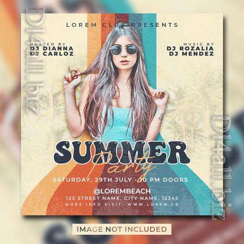 PSD dj club summer party flyer social media post template banner
