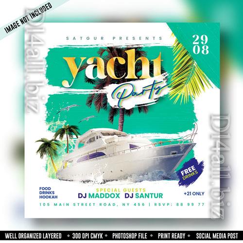 PSD yacht party flyer boat party flyer template