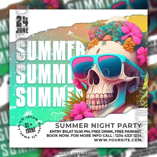 Summer beach night party psd flyer social media post template