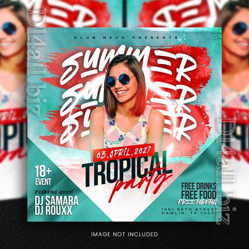 PSD summer chillout tropical party flyer social media template