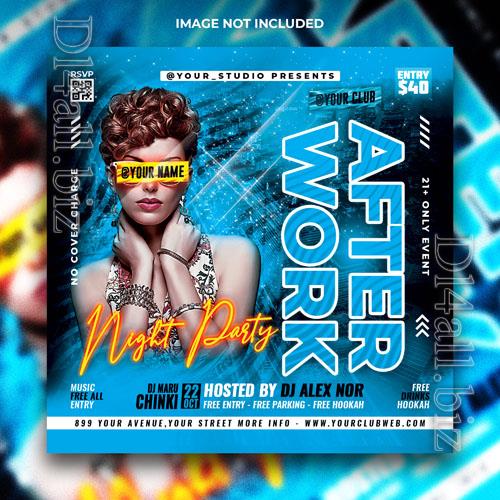 PSD night party flyer template and web banner template