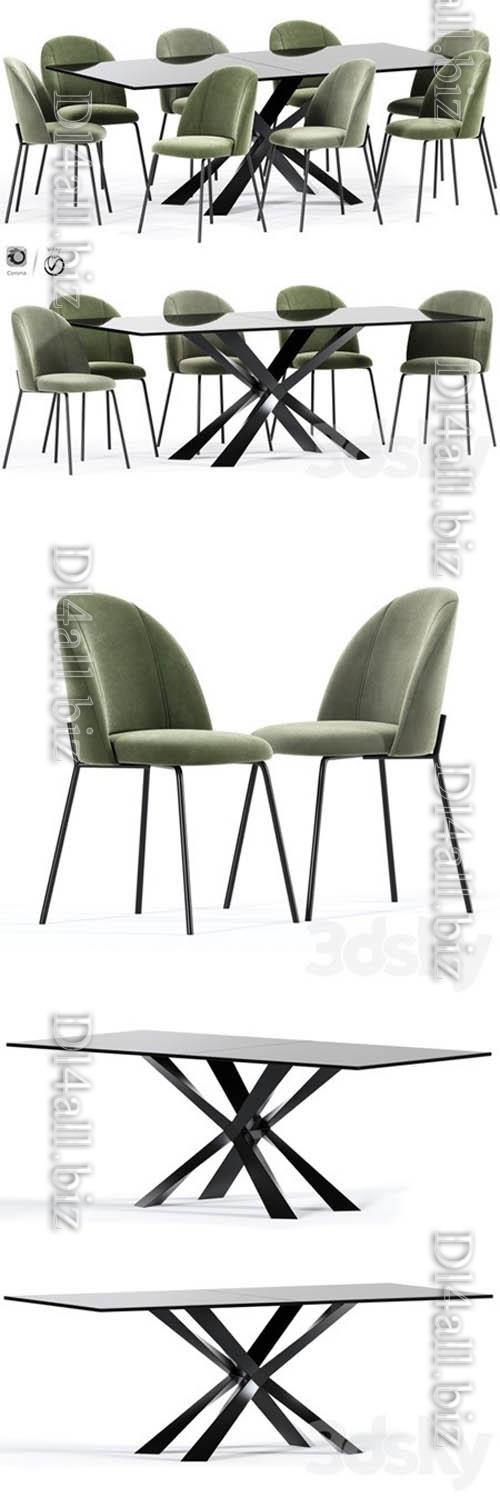 Cloyd Dining Table Chair Collection - 3d model
