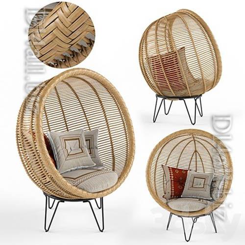 Round rattan cocoon chair - 3d model