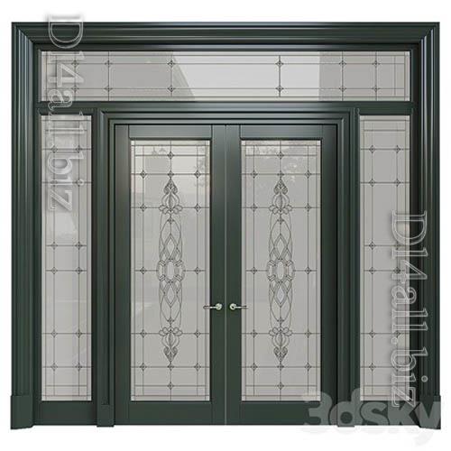 Doors with stained glass - 3d model