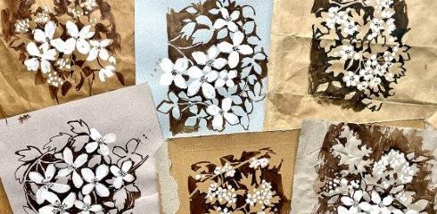 Ink and Toned Paper Create Beautiful Flowers