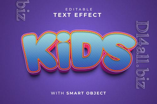 PSD purple background with text that says kids effect with smart object