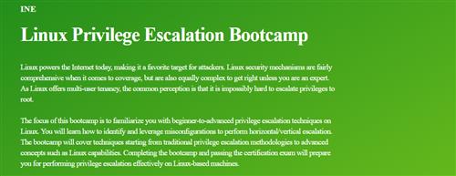 INE –  Linux Privilege Escalation Bootcamp |  Download Free