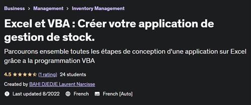 Excel et VBA  Créer votre application de gestion de stock |  Download Free