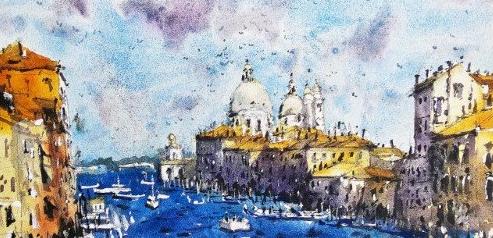 Detailed Urban Landscapes Paint Venice in Watercolor