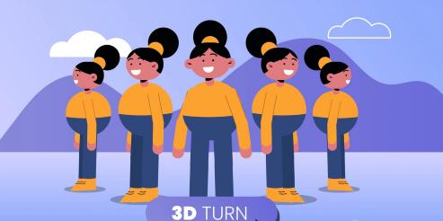 Character Animation Simulating 3D Turns with Adobe After Effects