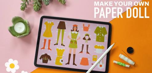 Retro Illustration Make Your Own Paper Doll in Procreate |  Download Free