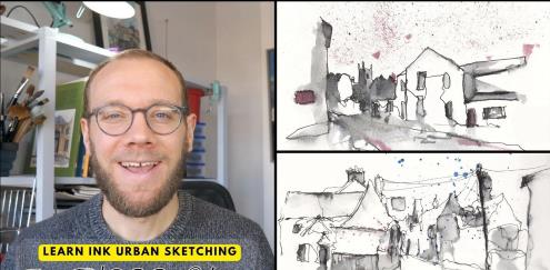 Quick Urban Sketching – Learn to Use Water Soluble Ink in Just Three Steps |  Download Free