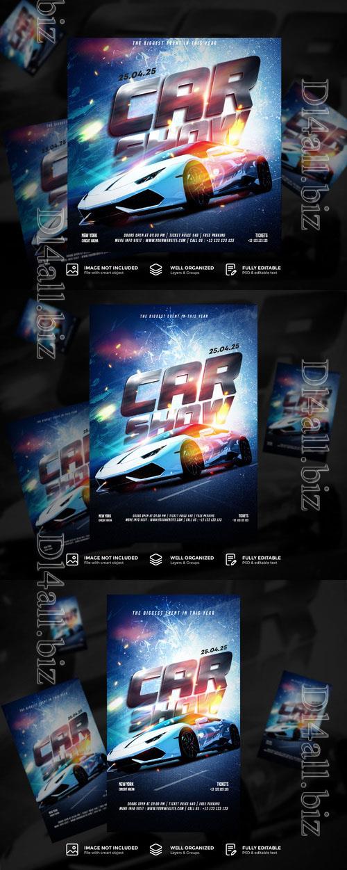 PSD automotive car show instagram story design flyer template