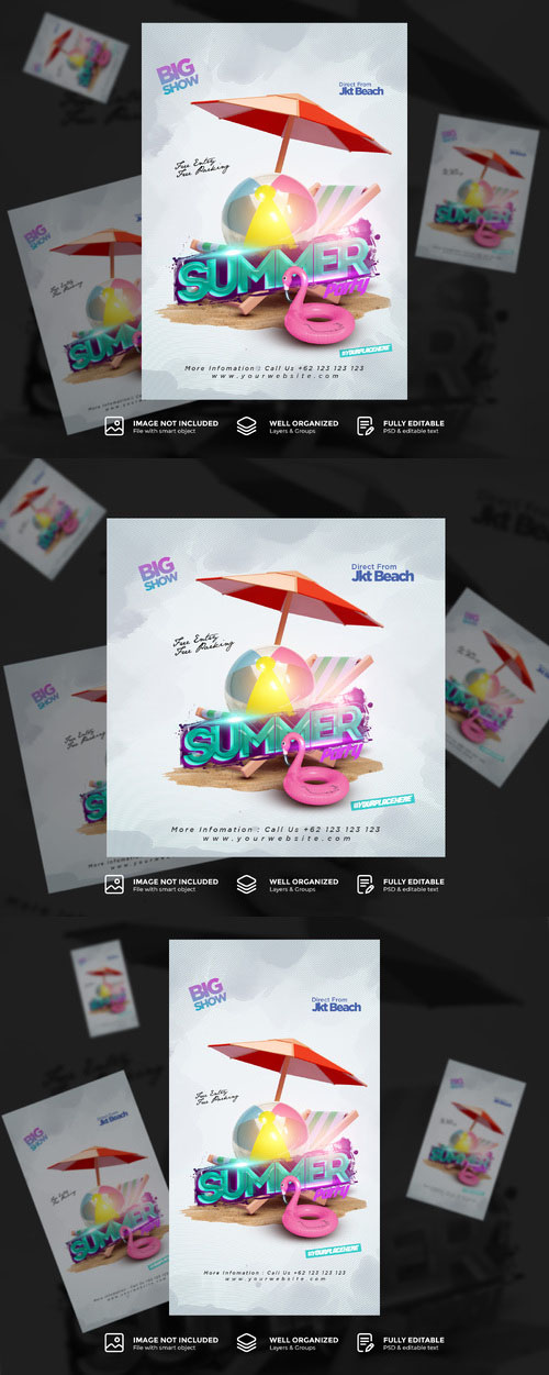 PSD summer party banner invitation flyer template