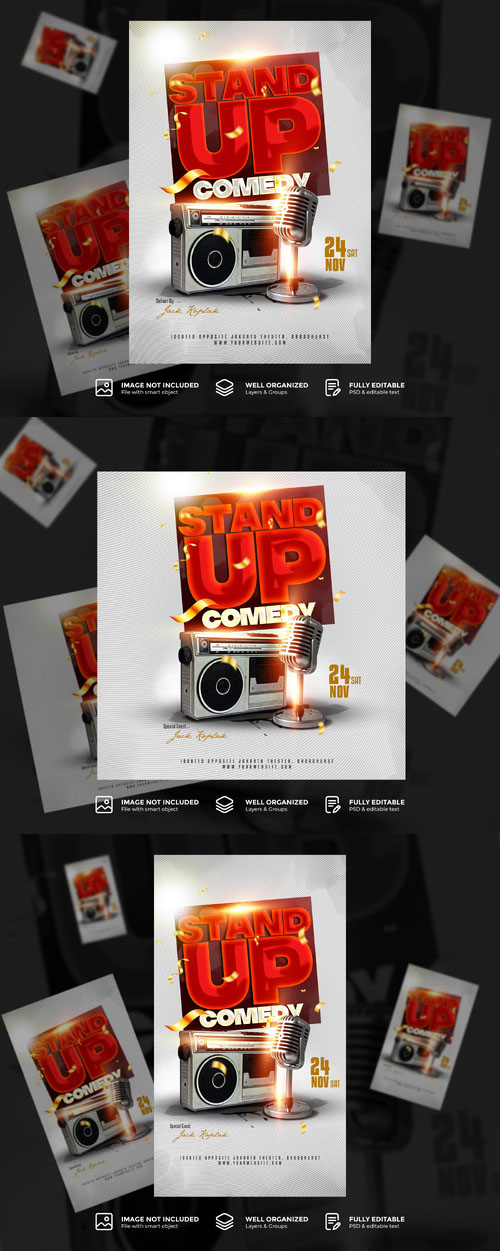 PSD stand up comedy poster template