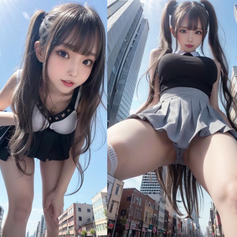 Yasu-tsuyokute - Giant girl looking down 3D Porn Comic