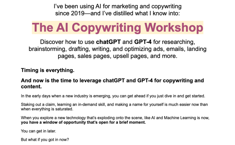 Sam Woods – The AI Copywriting Workshop (Complete Edition) 2023